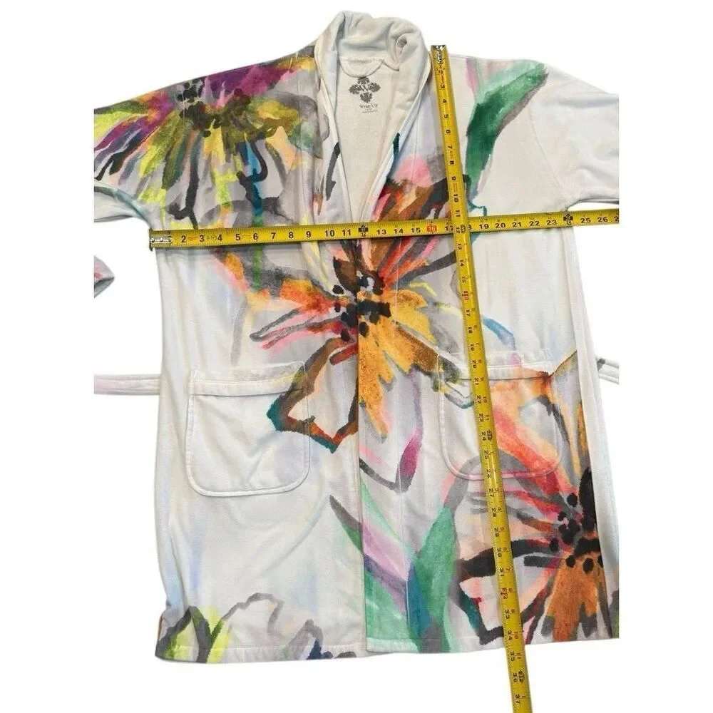 Wrap Up by VP Robe Aquarelle Short Robe One Size Made In USA Floral Print